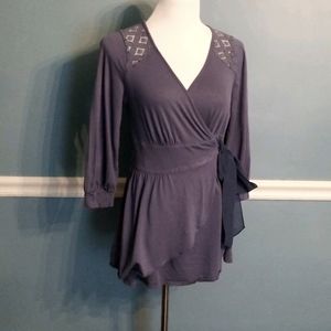 EUC Anthropologie Deletta Wrap Top Blue M